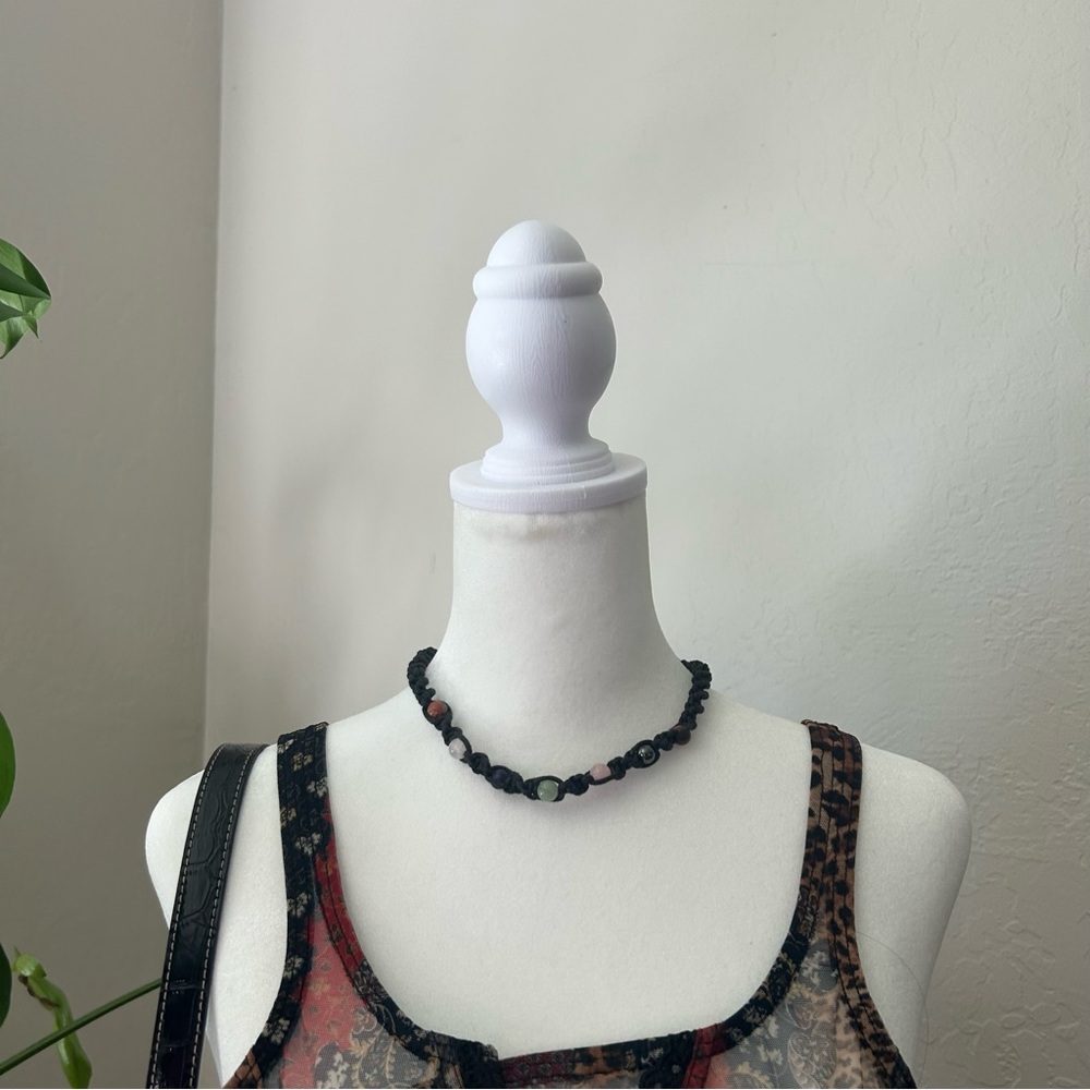 Y2K Crystal Rose Quartz Choker